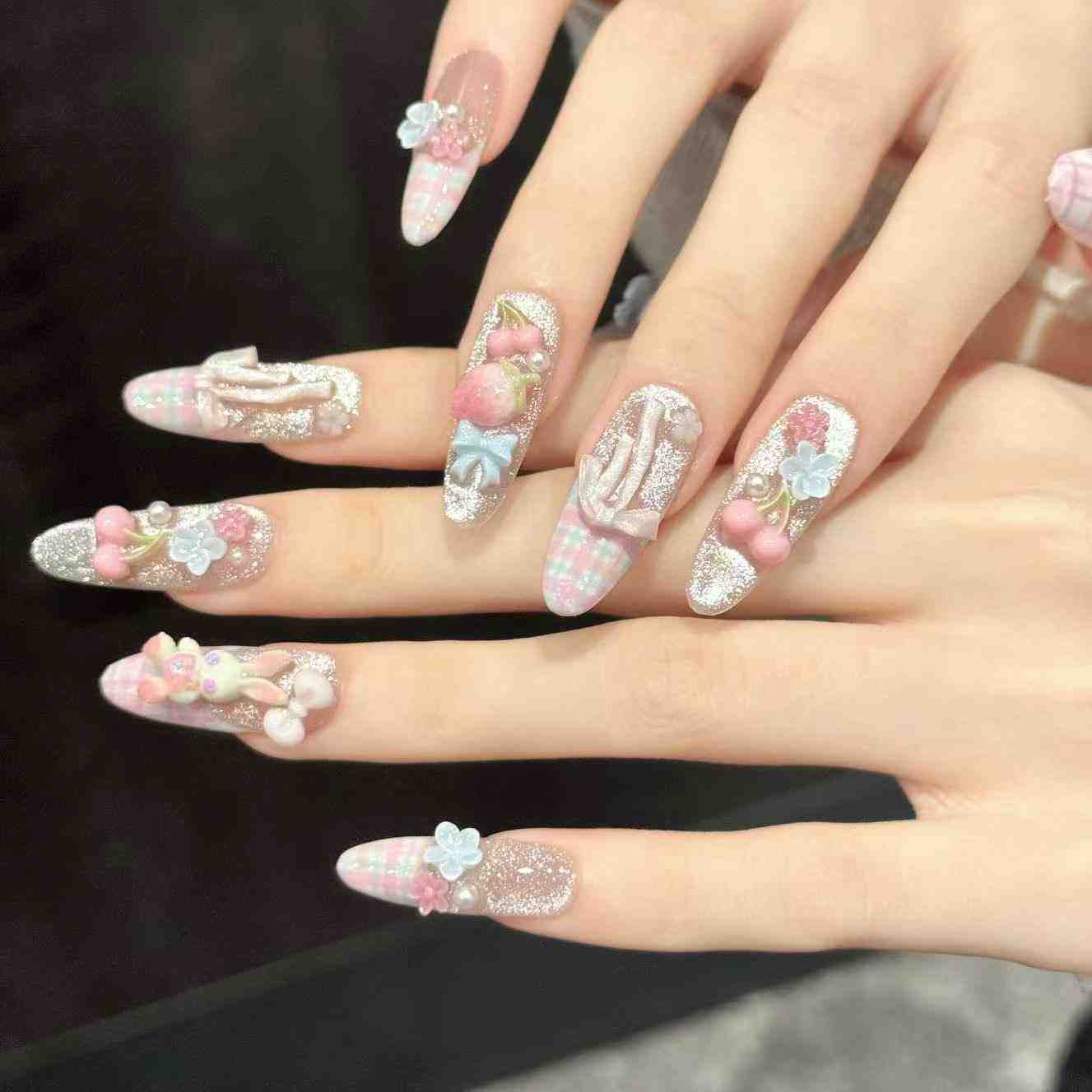 10PCS Oval Handmade Press On N - огляд і ціна Pressed Flower Art