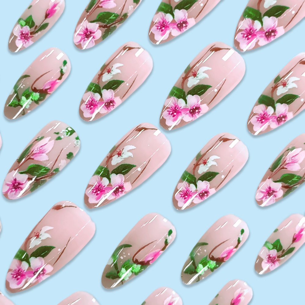 Short Almond Press on Nails 3D - огляд і ціна Pressed Flower Art
