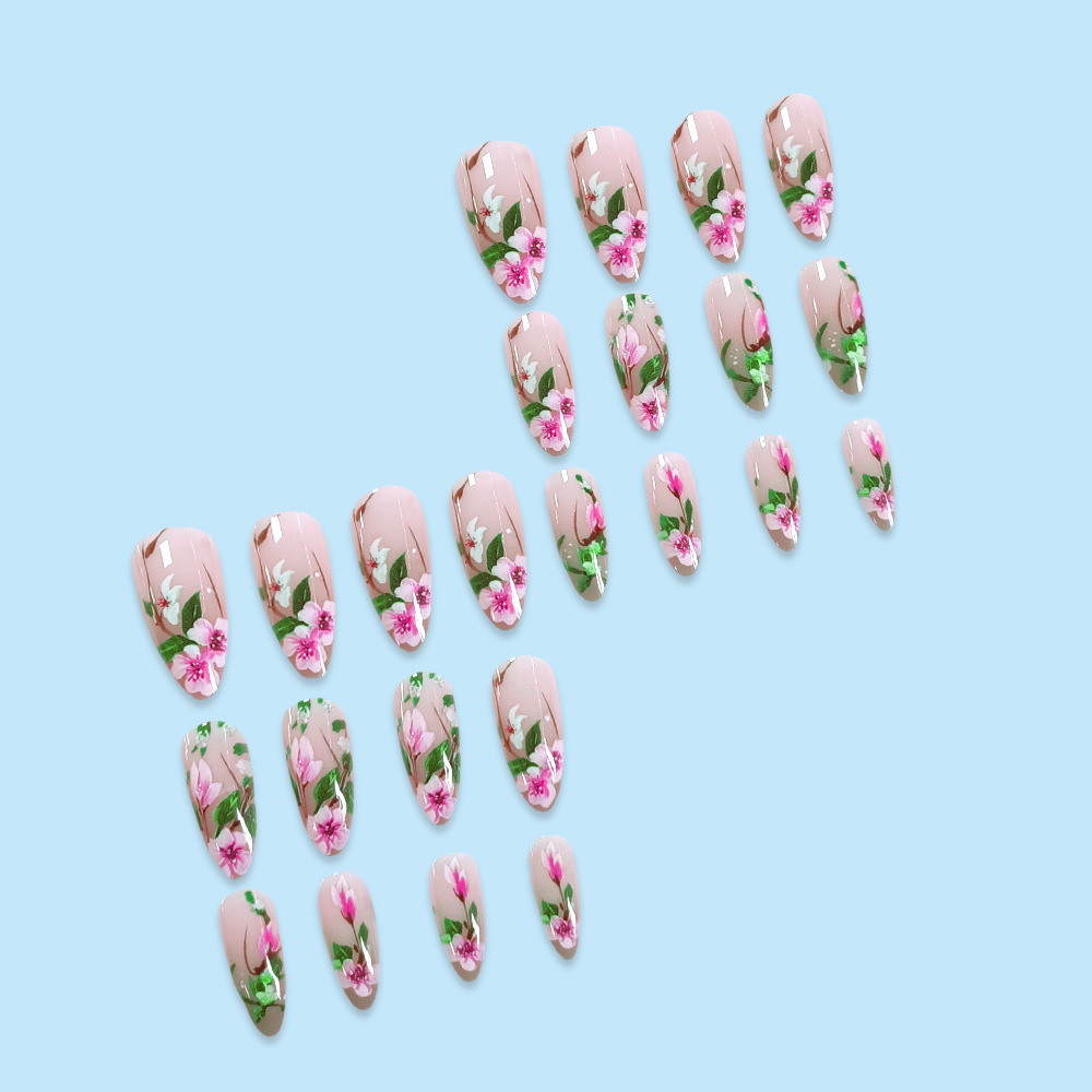 Short Almond Press on Nails 3D - огляд і ціна Pressed Flower Art