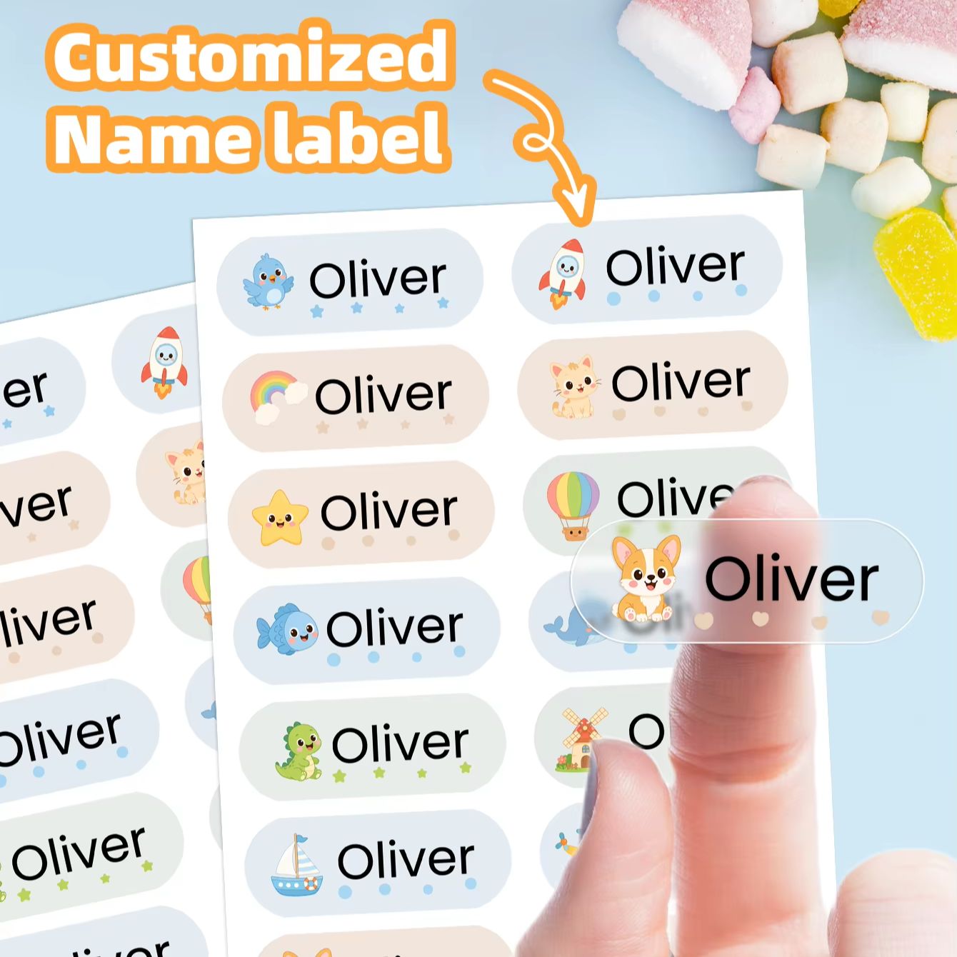 1-400PCS Custom Cartoon Name S - огляд і ціна Personalised Candle Label