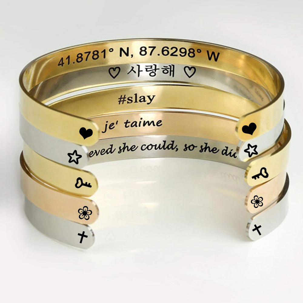 Custom Engrave Name Wrist Brac - огляд і ціна Coordinates Bracelet