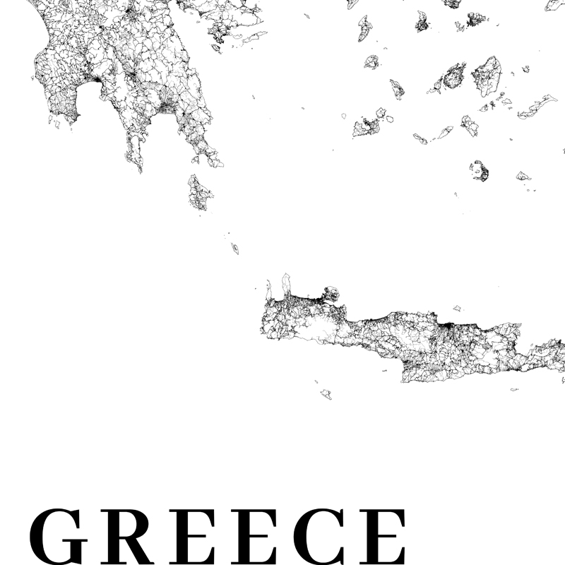 Greece Road Map Poster Black a - огляд і ціна Custom Star Map