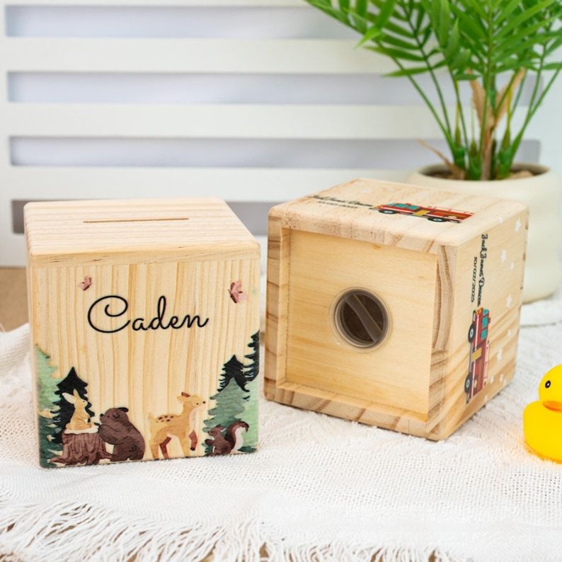 Custom Baby Money Box, Wooden  - огляд і ціна Personalized Name Box