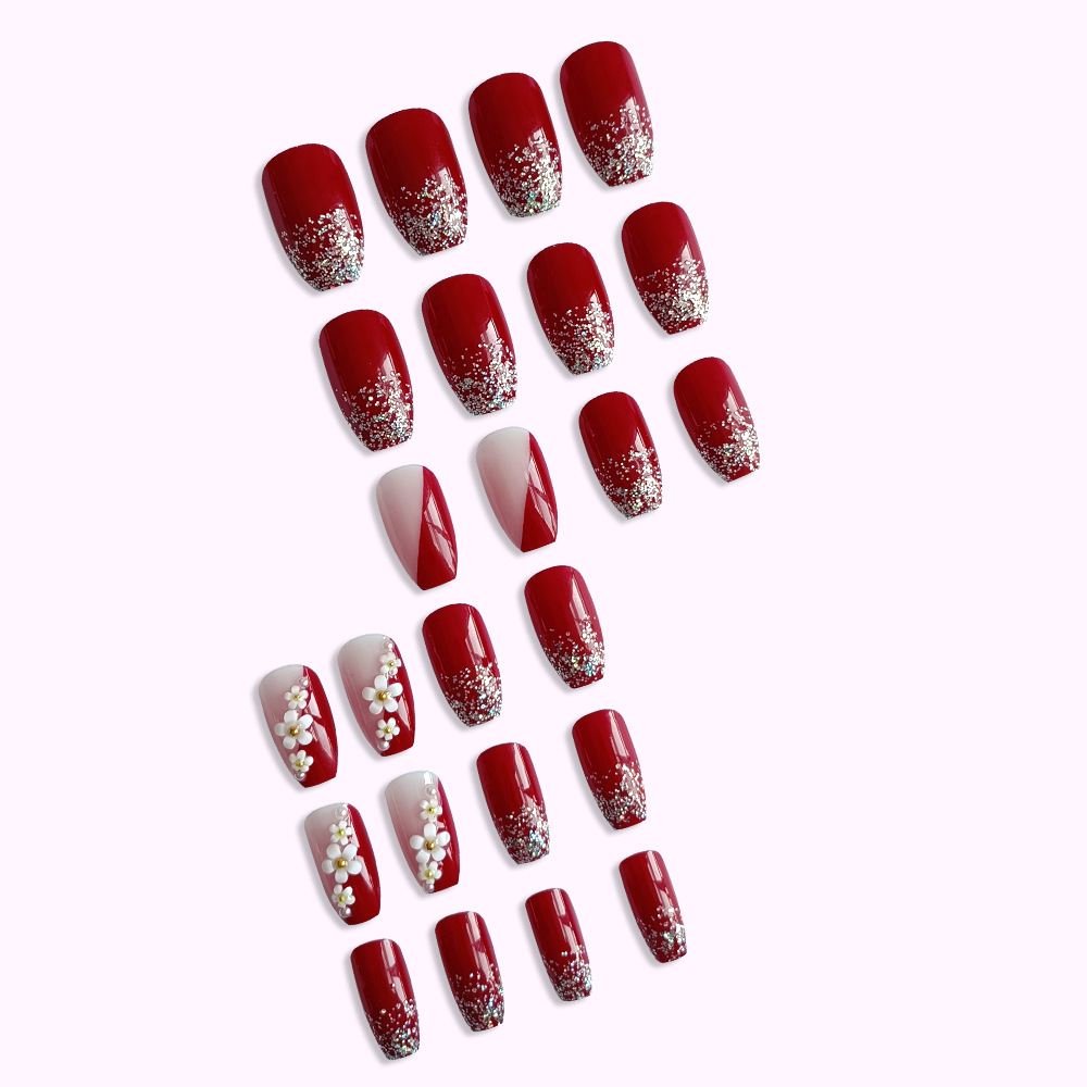 24pcs Glossy Red Press on Nail - огляд і ціна Pressed Flower Art
