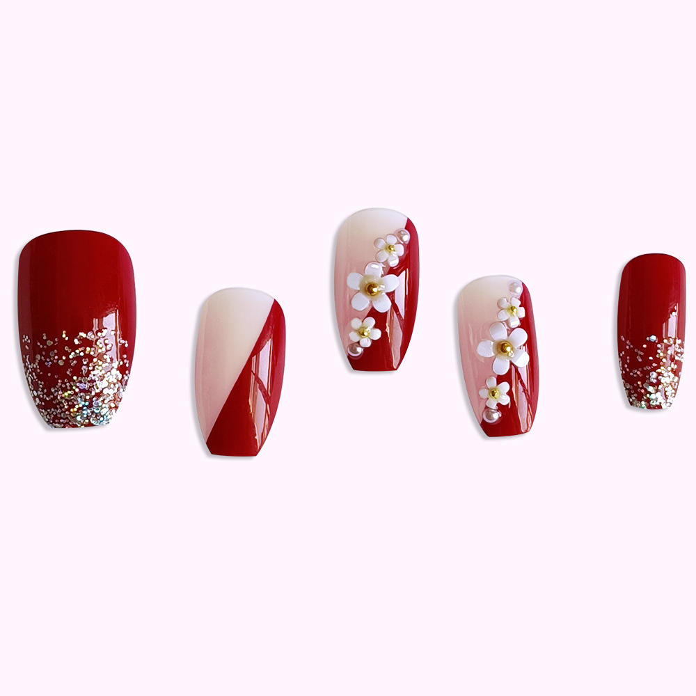 24pcs Glossy Red Press on Nail - огляд і ціна Pressed Flower Art