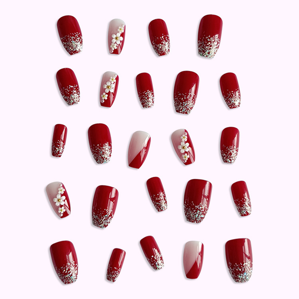 24pcs Glossy Red Press on Nail - огляд і ціна Pressed Flower Art