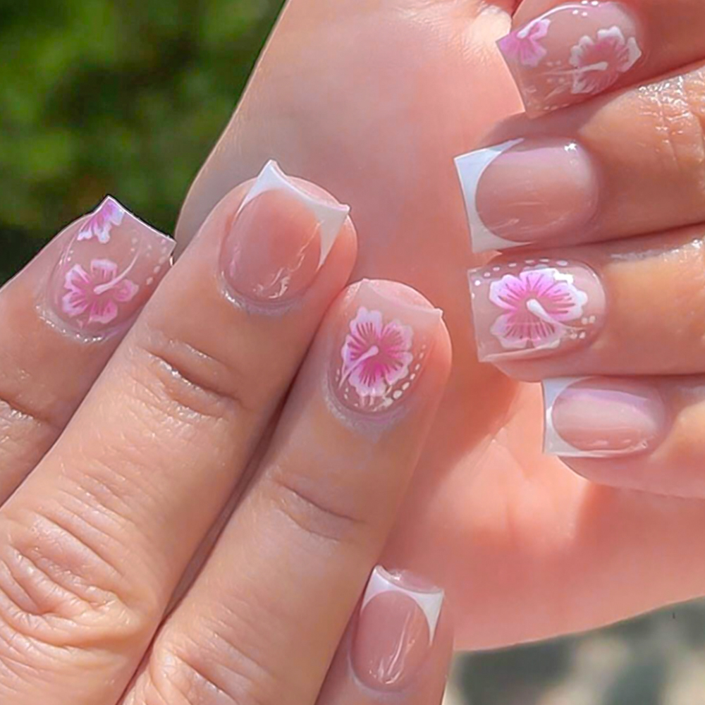 24Pcs French Flower False Nail - огляд і ціна Pressed Flower Art
