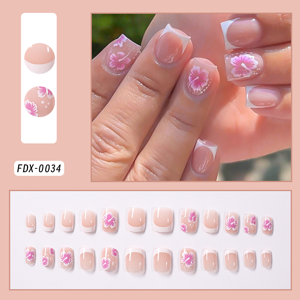 24Pcs French Flower False Nail - огляд і ціна Pressed Flower Art